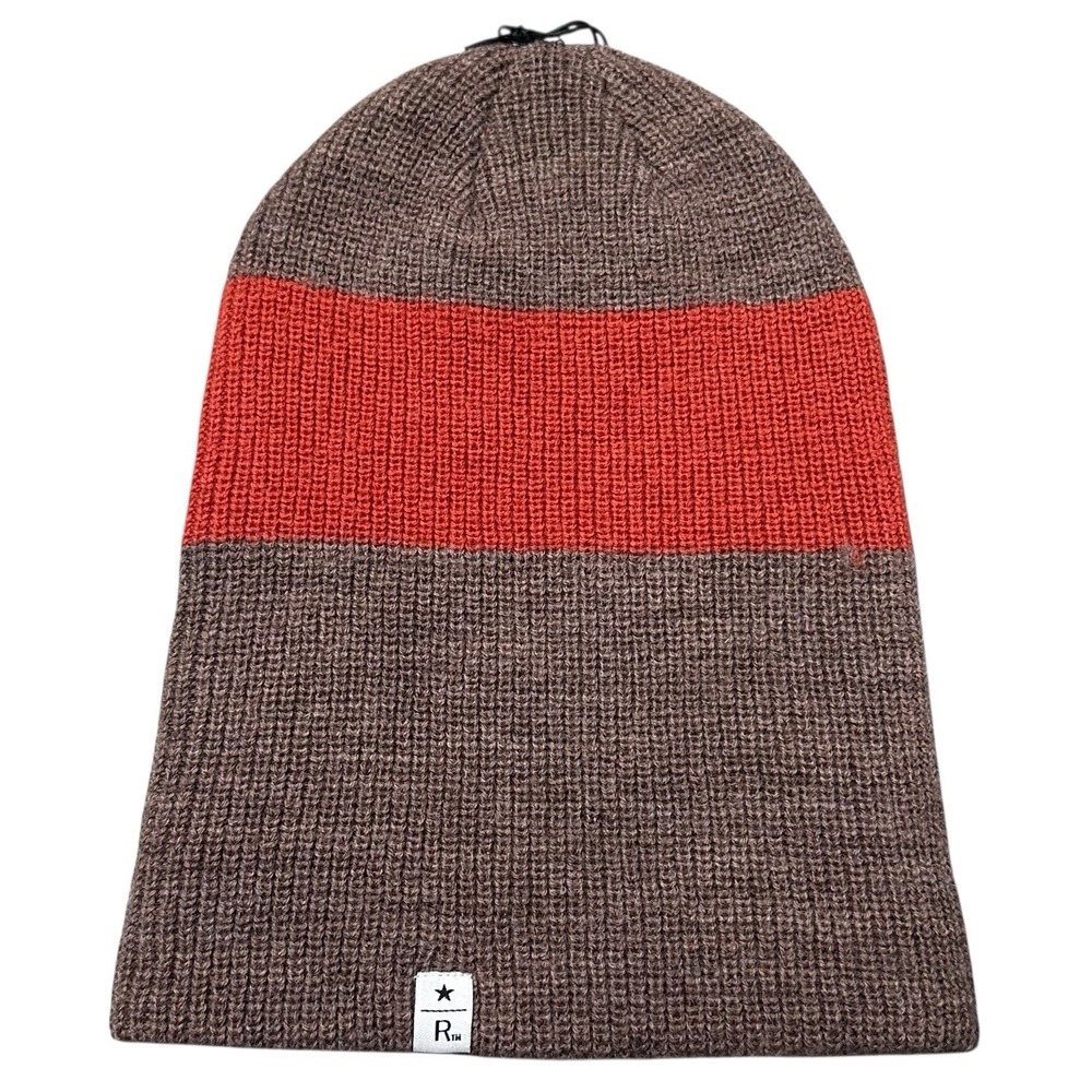 Reserve 100% Merino Wool Beanie Hat Cap‎ Tan Stripe Size OS Toboggan Gorpcore